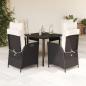 Preview: ARDEBO.de - 5-tlg. Garten-Essgruppe mit Kissen Schwarz Poly Rattan