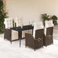 Preview: ARDEBO.de - 5-tlg. Garten-Essgruppe mit Kissen Braun Poly Rattan