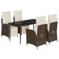 Preview: 5-tlg. Garten-Essgruppe mit Kissen Braun Poly Rattan