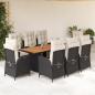 Preview: ARDEBO.de - 9-tlg. Garten-Essgruppe mit Kissen Schwarz Poly Rattan