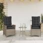 Preview: ARDEBO.de - Gartensessel mit Kissen 2 Stk. Verstellbar Grau Poly Rattan