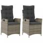 Preview: Gartensessel mit Kissen 2 Stk. Verstellbar Grau Poly Rattan