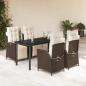 Preview: ARDEBO.de - 5-tlg. Garten-Essgruppe mit Kissen Braun Poly Rattan