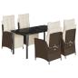 Preview: 5-tlg. Garten-Essgruppe mit Kissen Braun Poly Rattan