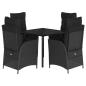 Preview: 5-tlg. Garten-Essgruppe mit Kissen Schwarz Poly Rattan