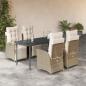Preview: ARDEBO.de - 5-tlg. Garten-Essgruppe mit Kissen Beige Poly Rattan
