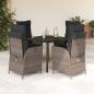 Preview: ARDEBO.de - 5-tlg. Garten-Essgruppe mit Kissen Grau Poly Rattan
