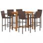 Preview: 7-tlg. Gartenbar-Set Braun Massivholz Akazie und Poly Rattan
