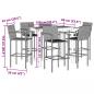 Preview: 7-tlg. Gartenbar-Set Braun Massivholz Akazie und Poly Rattan