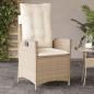 Preview: Gartensessel mit Kissen 2 Stk. Verstellbar Beige Poly Rattan