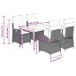 Preview: 5-tlg. Garten-Essgruppe mit Kissen Grau Poly Rattan
