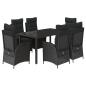 Preview: 7-tlg. Garten-Essgruppe mit Kissen Schwarz Poly Rattan