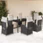 Preview: ARDEBO.de - 7-tlg. Garten-Essgruppe mit Kissen Schwarz Poly Rattan