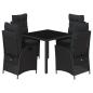 Preview: 5-tlg. Garten-Essgruppe mit Kissen Schwarz Poly Rattan