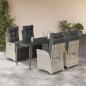 Preview: ARDEBO.de - 5-tlg. Garten-Essgruppe mit Kissen Hellgrau Poly Rattan