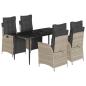 Preview: 5-tlg. Garten-Essgruppe mit Kissen Hellgrau Poly Rattan
