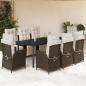 Preview: ARDEBO.de - 9-tlg. Garten-Essgruppe mit Kissen Braun Poly Rattan