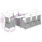 Preview: 9-tlg. Garten-Essgruppe mit Kissen Hellgrau Poly Rattan
