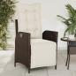 Preview: ARDEBO.de - Gartensessel mit Fußteil Verstellbar Braun Poly Rattan