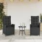 Preview: ARDEBO.de - Gartensessel mit Fußteil 2 Stk. Verstellbar Schwarz Poly Rattan