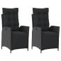 Preview: Gartensessel mit Fußteil 2 Stk. Verstellbar Schwarz Poly Rattan