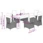 Preview: 7-tlg. Garten-Essgruppe mit Kissen Hellgrau Poly Rattan