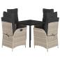 Preview: 5-tlg. Garten-Essgruppe mit Kissen Hellgrau Poly Rattan