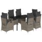 Preview: 7-tlg. Garten-Essgruppe mit Kissen Grau Poly Rattan