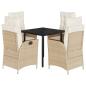 Preview: 5-tlg. Garten-Essgruppe mit Kissen Beige Poly Rattan