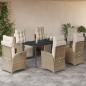 Preview: ARDEBO.de - 7-tlg. Garten-Essgruppe mit Kissen Beige Poly Rattan