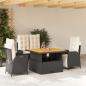 Preview: ARDEBO.de - 4-tlg. Garten-Essgruppe mit Kissen Schwarz Poly Rattan