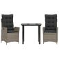 Preview: 3-tlg. Garten-Essgruppe mit Kissen Grau Poly Rattan