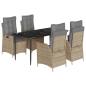 Preview: 5-tlg. Garten-Essgruppe mit Kissen Beige Poly Rattan