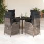 Preview: ARDEBO.de - 5-tlg. Garten-Essgruppe mit Kissen Grau Poly Rattan