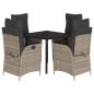 Preview: 5-tlg. Garten-Essgruppe mit Kissen Grau Poly Rattan