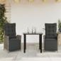 Preview: ARDEBO.de - 3-tlg. Garten-Essgruppe mit Kissen Grau Poly Rattan