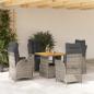 Preview: ARDEBO.de - 5-tlg. Garten-Essgruppe mit Kissen Grau Poly Rattan