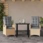 Preview: ARDEBO.de - 3-tlg. Garten-Essgruppe mit Kissen Beige Poly Rattan