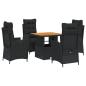 Preview: 5-tlg. Garten-Essgruppe mit Kissen Schwarz Poly Rattan