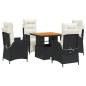 Preview: 5-tlg. Garten-Essgruppe mit Kissen Schwarz Poly Rattan
