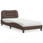 Preview: ARDEBO.de - Bett mit Matratze Braun 90x200 cm Kunstleder