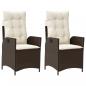 Preview: Gartensessel mit Kissen 2 Stk. Verstellbar Braun Poly Rattan