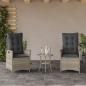 Preview: ARDEBO.de - Gartensessel mit Kissen 2 Stk. Verstellbar Hellgrau Poly Rattan