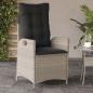 Preview: Gartensessel mit Kissen 2 Stk. Verstellbar Hellgrau Poly Rattan