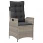 Preview: Gartensessel mit Kissen 2 Stk. Verstellbar Hellgrau Poly Rattan