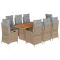 Preview: 9-tlg. Garten-Essgruppe mit Kissen Beigemischung Poly Rattan