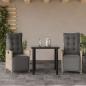 Preview: ARDEBO.de - 3-tlg. Garten-Essgruppe mit Kissen Hellgrau Poly Rattan
