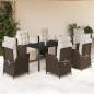 Preview: ARDEBO.de - 7-tlg. Garten-Essgruppe mit Kissen Braun Poly Rattan