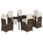 Preview: 7-tlg. Garten-Essgruppe mit Kissen Braun Poly Rattan