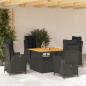 Preview: ARDEBO.de - 5-tlg. Garten-Essgruppe mit Kissen Schwarz Poly Rattan